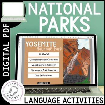 Preview of Middle School Speech Therapy Language Activities National Parks Digital PDF