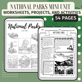 Preview of National Parks Mini Unit - 5th Grade Worksheets, Projects, and Activities