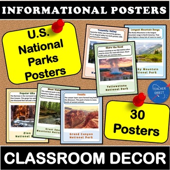 Preview of National Parks Posters  | U.S. National Park Service Classroom Decor Earth Day