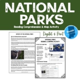 National Parks Reading Comprehension and Map Activity
