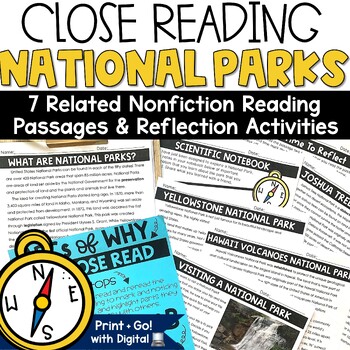 Preview of National Parks Reading Passages Comprehension Activities Yellowstone Park