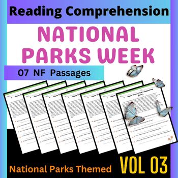 Preview of National Parks Reading Passages Comprehension Activity Yellowstone Earth Day