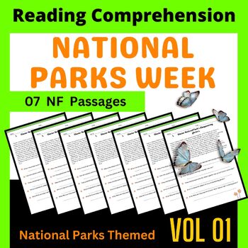 Preview of National Parks Reading Passages Comprehension Activity Yosemite Park and more