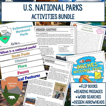 National Parks Reading Passages | Flip Books | Word Searches Bundle