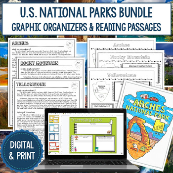 Preview of National Parks Reading Passages & Graphic Organizers Bundle | Digital and Print