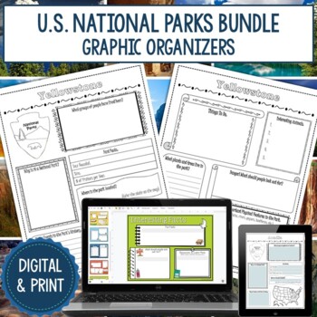 Preview of National Parks Research Graphic Organizers | Digital and Print