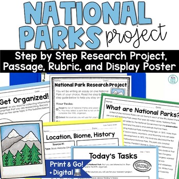 Preview of National Parks Project End of the Year Fun Writing Research Informative Activity