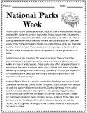 National Parks Week Reading Passage with Comprehension Activities