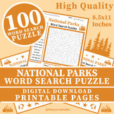 National Parks Word Search Puzzle Worksheet Activity