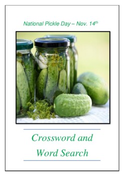 Preview of National Pickle Day - November 14th Crossword Puzzle Word Search Bell Ringer