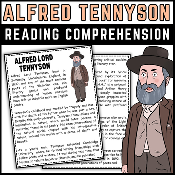 Preview of April National Poetry Month Alfred Lord Tennyson Reading Comprehension Passage