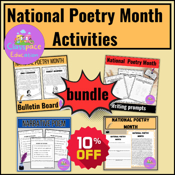 Preview of National Poetry Month Bundle Activities ,writing workshets Reading ,Poem