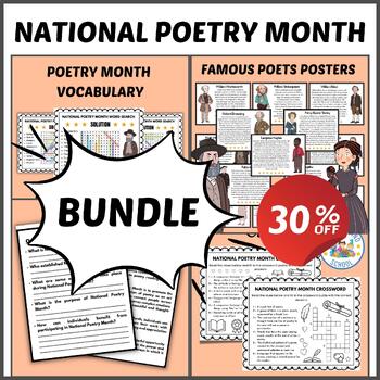 Preview of National Poetry Month Bundle | Coloring Pages | Reading Comprehension