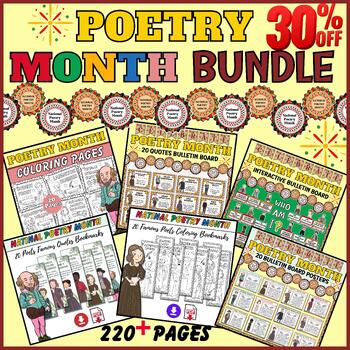 Preview of National Poetry Month Bundle: Who Am I, Biographies, Quotes, and More!