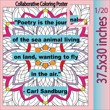 Preview of National Poetry Month Carl Sandburg Qoute: Collaborative Coloring Posters