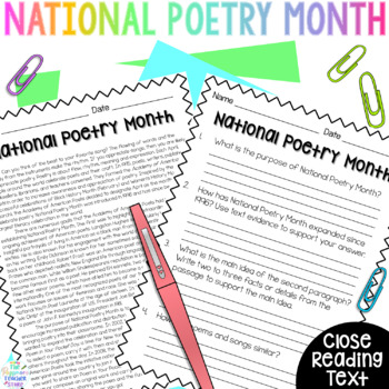 National Poetry Month Close Reading | Poem in Your Pocket | TPT