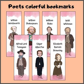 Preview of April National Poetry Month Colorful Bookmarks | Famous Poets Colorful Bookmarks
