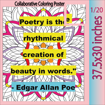 Preview of National Poetry Month Edgar Allan Poe Qoute : Collaborative Coloring Posters