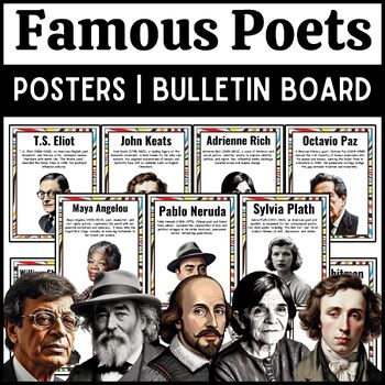 Preview of National Poetry Month | Famous Poets Biography Posters | Bulletin Board