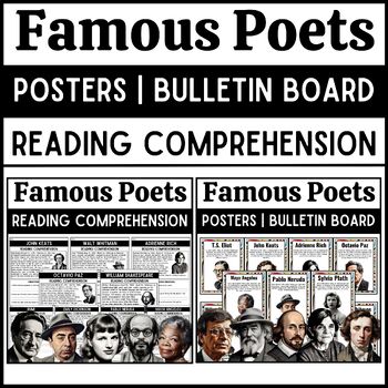 Preview of National Poetry Month | Famous Poets Biography Posters | Reading Comprehension