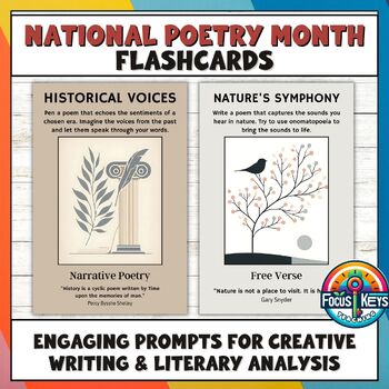 Preview of National Poetry Month Flashcards Engaging Prompts for Writing, Literary Analysis