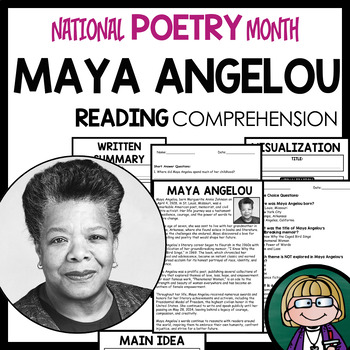 National Poetry Month MAYA ANGELOU -Bio Reading Comprehension Passage ...