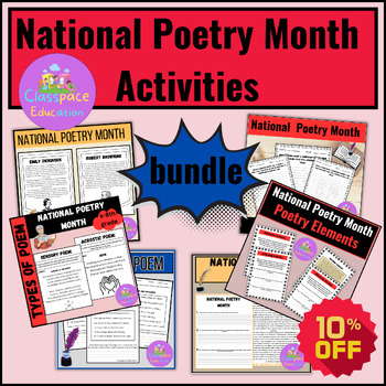 Preview of National Poetry Month Packet Activities,Worksheets ,bundle ,Printable