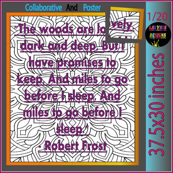 Preview of National Poetry Month Robert Frost Qoute : Collaborative Coloring Bulletin Board