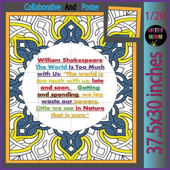 Preview of National Poetry Month William Word Qoute : Collaborative Coloring Bulletin Board