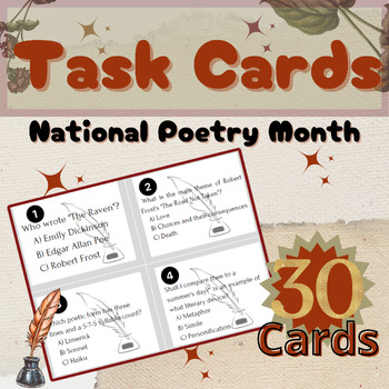 Preview of National Poetry Month Task Cards for Creative Minds | Interactive learning