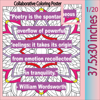 Preview of National Poetry Month  William Wordsworth Qoute: Collaborative Coloring Posters