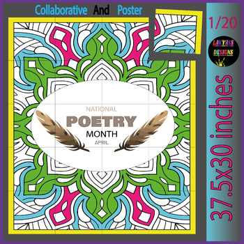 Preview of National Poetry Month: of Poetry Classroom Collaborative Coloring Bulletin Board
