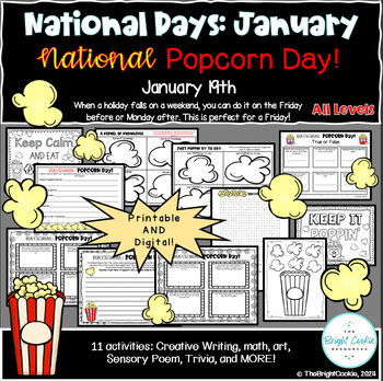 Preview of National Popcorn Day: Trivia, Math, Creative Writing, Differentiated, and FUN!