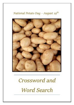 National Potato Day August 19th Crossword Puzzle Word Search Bell Ringer