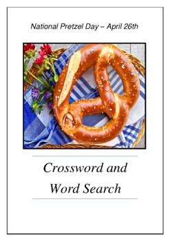 Preview of National Pretzel Day April 26th - Crossword Puzzle Word Search - Bell Ringer