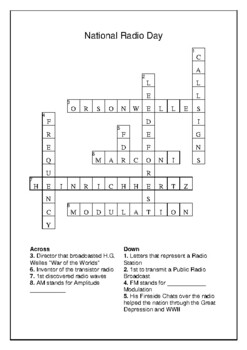 National Radio Day August 20th Crossword Puzzle Word Search Bell Ringer