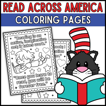 Preview of National Reading Month Coloring Pages | Reading Across America Week Sheets