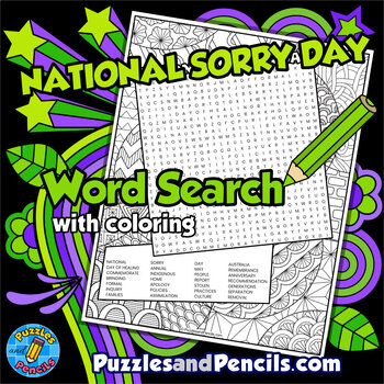 Preview of National Sorry Day Word Search Puzzle with Coloring | Indigenous Australia