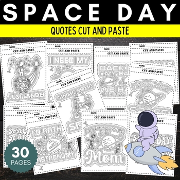 Preview of National Space day Cut And Paste worksheets - Scissors Skills crafts Activities