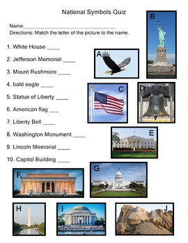 Preview of National Symbols Quiz