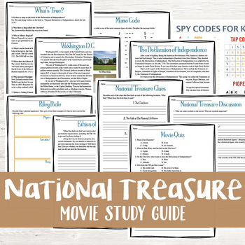 Preview of National Treasure Movie Study WITH Distance Learning/Google Classroom