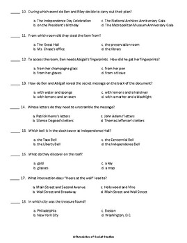 National Treasure Video Quiz by Chronicles of Social Studies | TPT