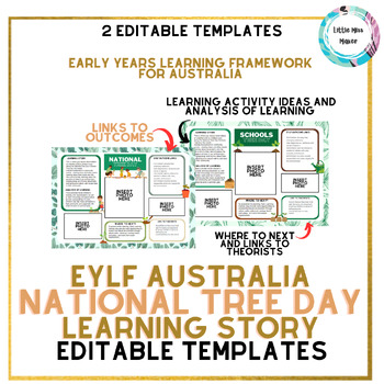 Preview of National Tree Day EYLF Learning Story EDITABLE Templates - Schools Tree Day Oz