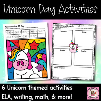 Preview of National Unicorn Day Activities for 1st and 2nd grade | ELA, Writing, & More!