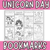 National Unicorn Day Bookmarks to Color | Unicorn Day Colo