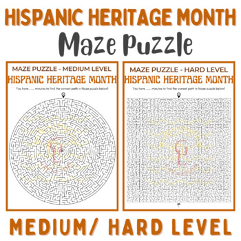 Preview of National hispanic heritage month Maze puzzle hard level Independent high school