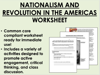 Preview of Nationalism and Revolution in the Americas worksheet