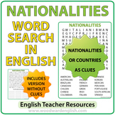 Nationalities in English - Word Search