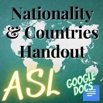 Preview of Nations & Countries - ASL VOCAB - Handout