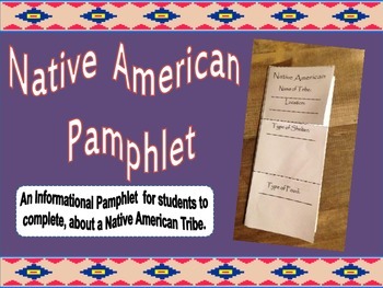Preview of Native American Pamphlet, Template for Social Studies Notebook or Lapbook